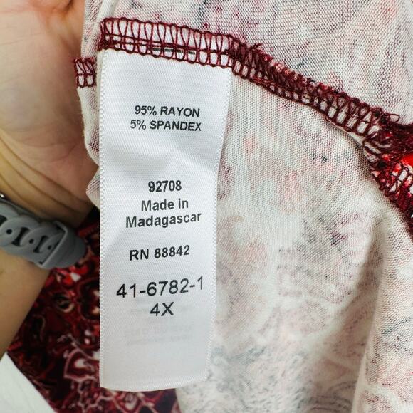 Women's Red Patterned Top - Picture 6 of 9